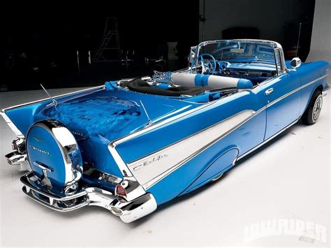 57 chevy convertible blue white grey slammed lowrider | Chevrolet bel ...