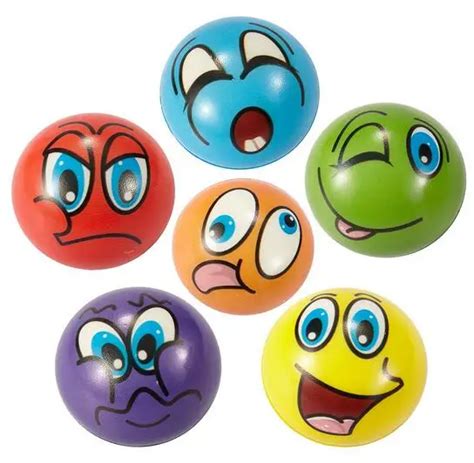 12Pcs 2.5Inch Funny Emoji Face Stress Balls Squeeze Foam Ball Novelty ...