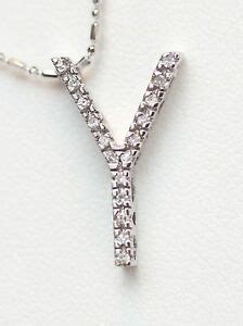 18K GOLD DIAMOND INITIAL LETTER Y PENDANT W/CHAIN .11ct | eBay