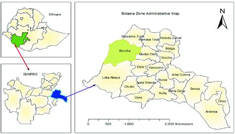 Boricha district map, Sidama, Southern Ethiopia, Ethiopia, 2017 ...