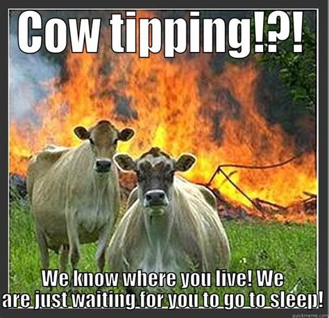 Cow tipping... this will be your last time!! - quickmeme