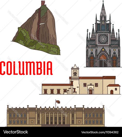 Architecture tourist attractions of Colombia Vector Image