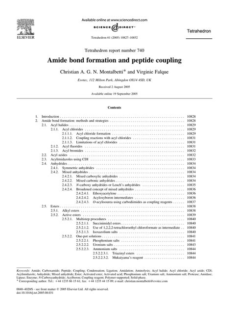 Amide bond formation and peptide coupling