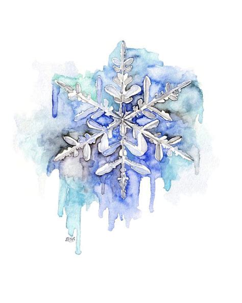 Snowflake Painting Print From Original Watercolor Painting, soft as ...