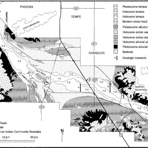 Geomorphic map of the Gila River Indian Reservation, Arizona. Map shows ...