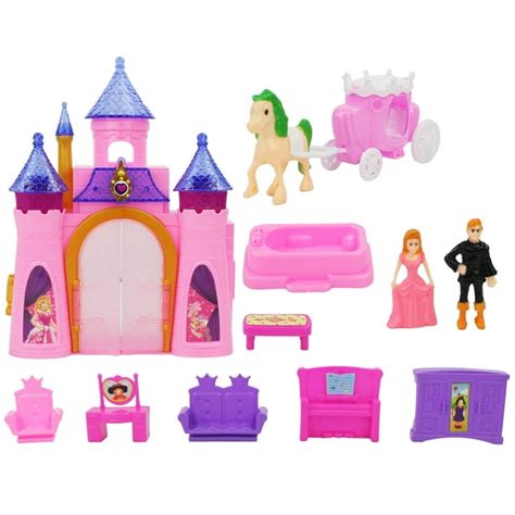 Battery Operated Pink Magical Castle Toy Playset with Prince and ...