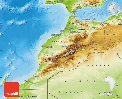 Physical Map of Morocco