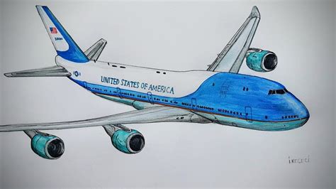 AIR FORCE ONE, Boeing 747,drawing timelapse | Boeing 747, Airplane ...