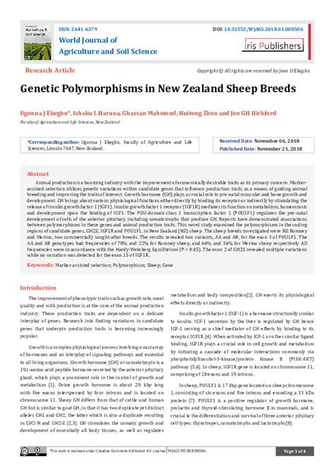 (PDF) Genetic Polymorphisms in New Zealand Sheep Breeds | iris ...