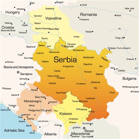 Serbia Map Showing Attractions & Accommodation