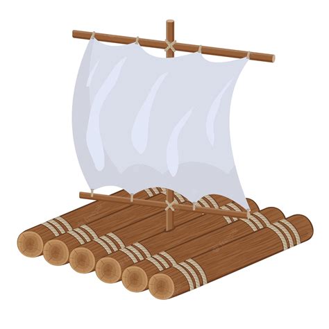 Premium Vector | Wooden raft with sail color isolated vector ...