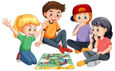 Kids Playing Board Games Clip Art