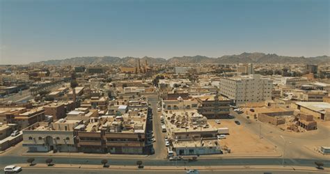 aerial view of the city of Hail, the streets of Hail, Saudi Arabia ...