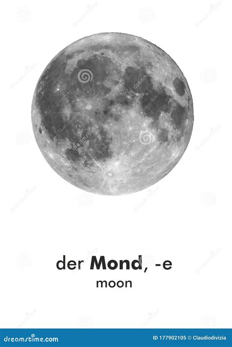 German Word Card: Mond (moon Stock Image - Image of moon ...