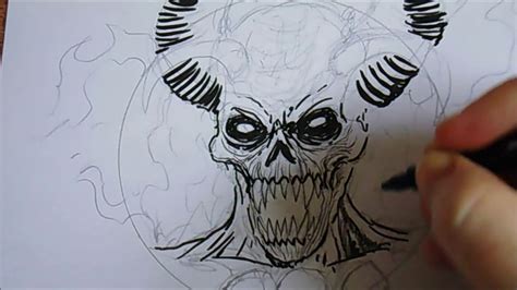 Drawing A Demon Devil With Just Ink Pens - YouTube