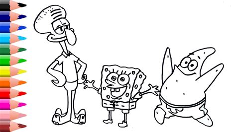 Squidward Tentacles, SpongeBob and Patrick Star coloring page ...