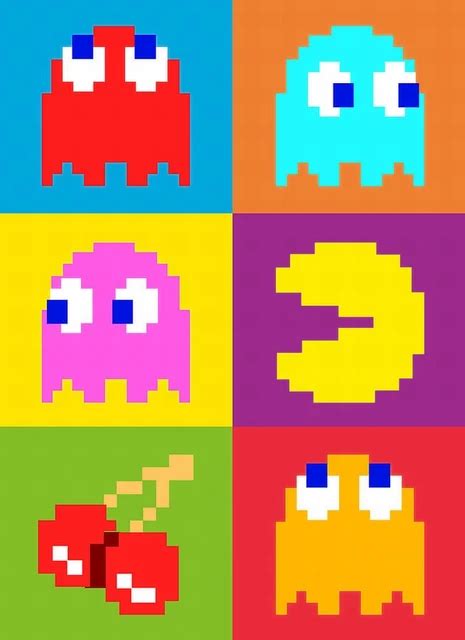 Pacman 8 Bit Game Vintage Video Games Propaganda Poster Retro Canvas ...