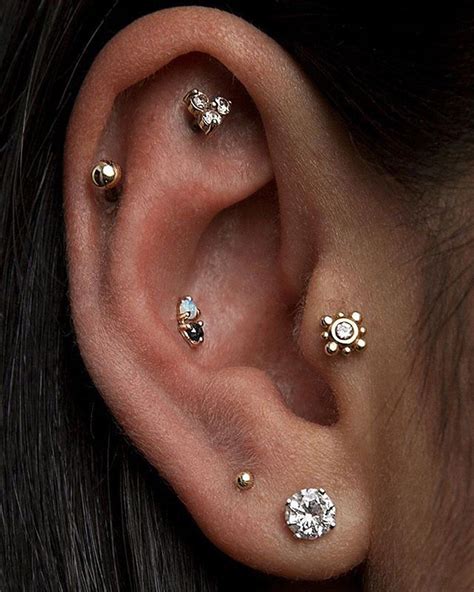 Unique Multiple Ear Piercing Ideas with Jewels - Tragus Stud, Cartilage ...