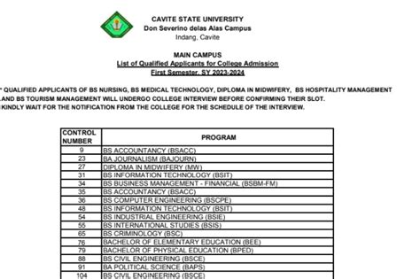 Link-CvSU Admission Results For S.Y 2024-2025 @cvsu.edu.ph| Application ...