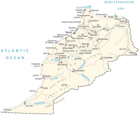 Map of Morocco - Cities and Roads - GIS Geography