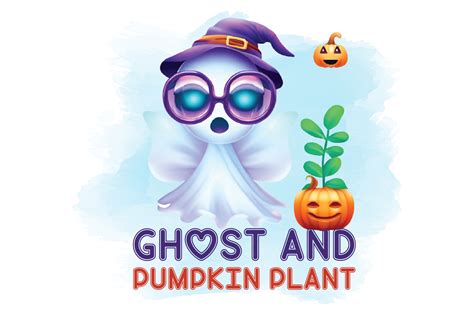 Ghost and Pumpkin Plant Graphic by Crazy Cat · Creative Fabrica