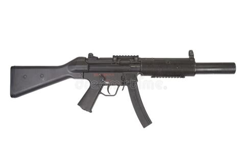 Submachine Gun MP5 with Silencer Stock Photo - Image of power, shot ...