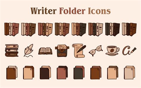 Writer Aesthetic Folder Icons Mac & Windows - Brown Folder Icons