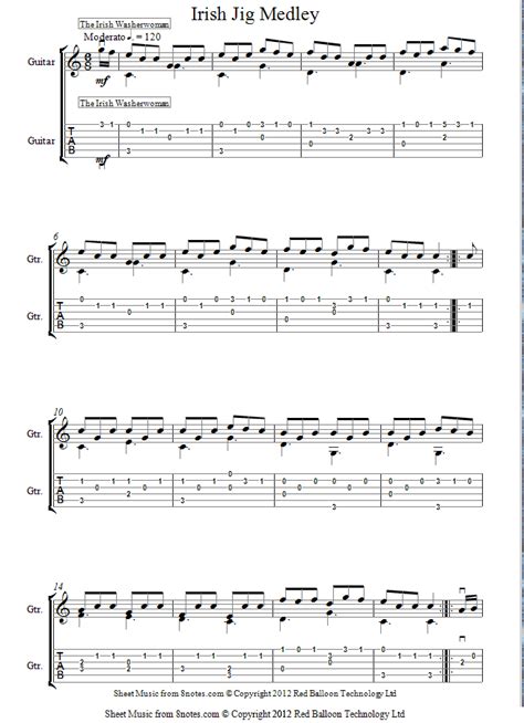 guitar irish jig medley sheet music - 8notes.com