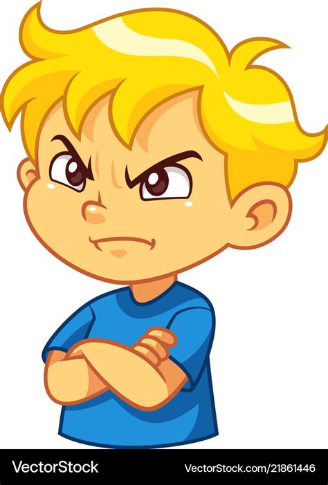 Angry boy expression Royalty Free Vector Image