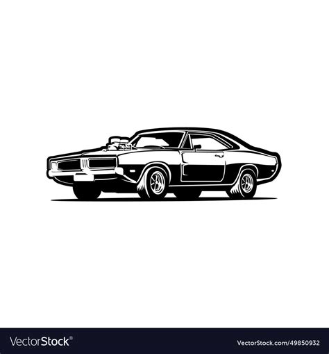 Muscle car silhouette Royalty Free Vector Image