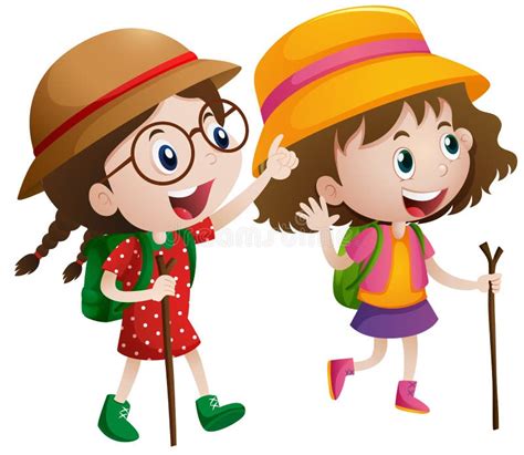 Girls Hiking Clip Art Stock Illustrations – 15 Girls Hiking Clip Art ...