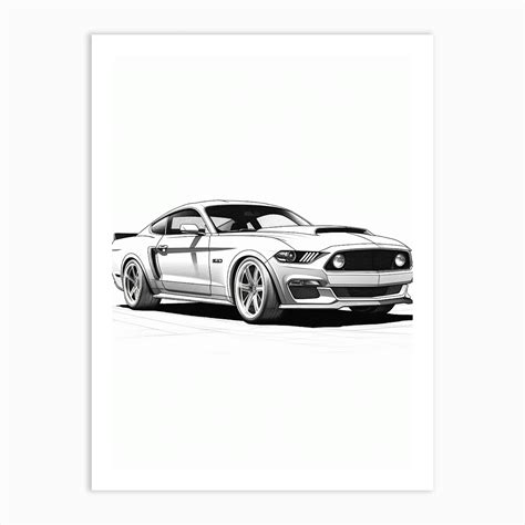 Ford Mustang Line Drawing 19 Art Print by RetroRides Gallery - Fy