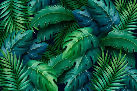 Free Vector | Tropical green leaves background