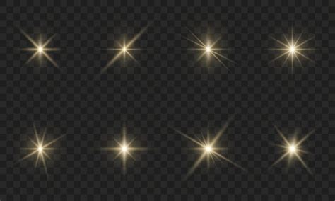 Golden Flare Sparkle Star on Transparent Background. Gold Light Beam ...