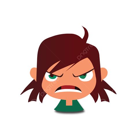 Angry Cartoon Girl Hand Drawn Oainted Vector, Angry Cartoon, Angry ...