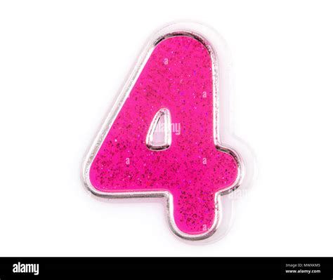 Letter number 4 symbol pink color on a white background, Pink number ...