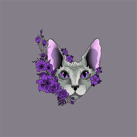 Purple Sphynx cat Drawing by Anna Trimmel | Pixels