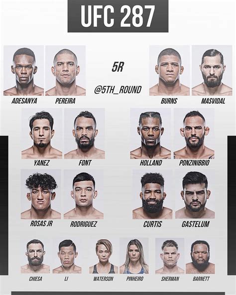 MMA PACK - UFC 287 Fight Card 🏆 🔥 via: @5th_round...