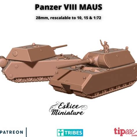 Panzer VIII Maus with crew - 28mm - Wargaming3D