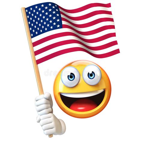 Emoji Holding US Flag, Emoticon Waving United States of America ...