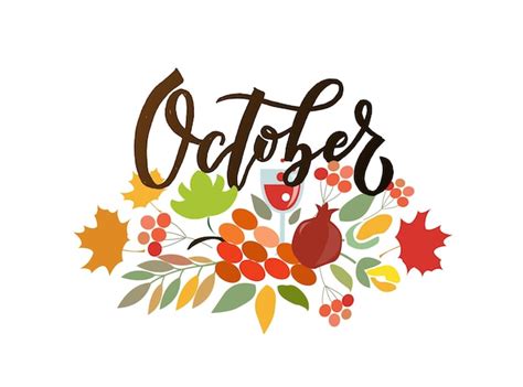 Premium Vector | October lettering typography modern october ...