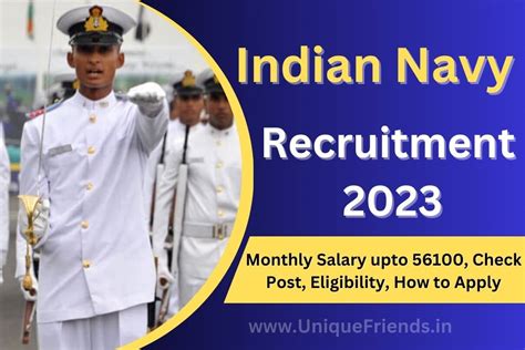 Indian Navy Recruitment 2023: Monthly Salary upto 56100, Check Post ...