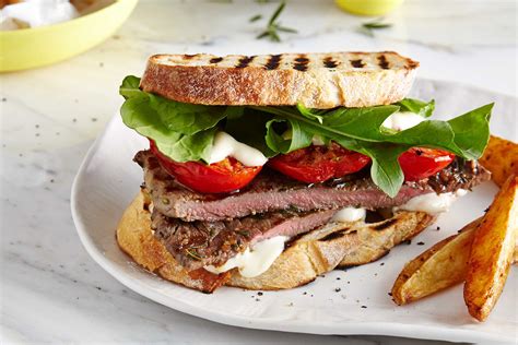 Open steak sandwiches