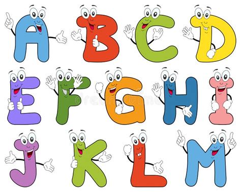 Cartoon Alphabet Characters a-M Stock Vector - Illustration of letters ...