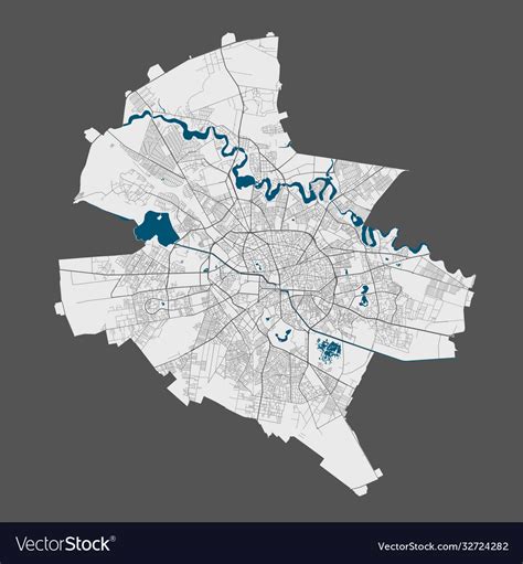 Bucharest map detailed city Royalty Free Vector Image