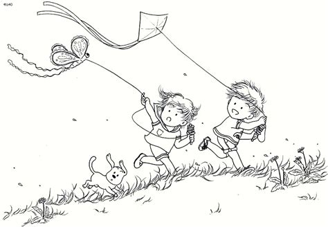 Kite Flying Coloring Pages - Coloring Home