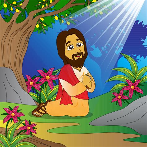 jesús ora en el jardín de getsemaní, ilustraciones bíblicas para niños ...