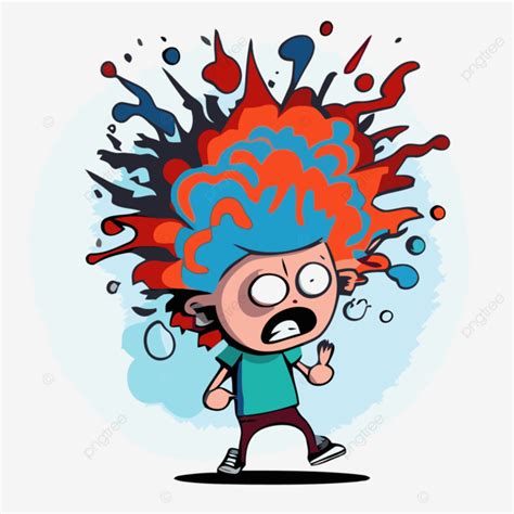 Adhd Clipart Cartoon Character With A Colorful Hair Splashing Out ...