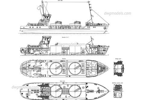 Detailed Drawing of Tanker Ship DWG model, free CAD drawing download