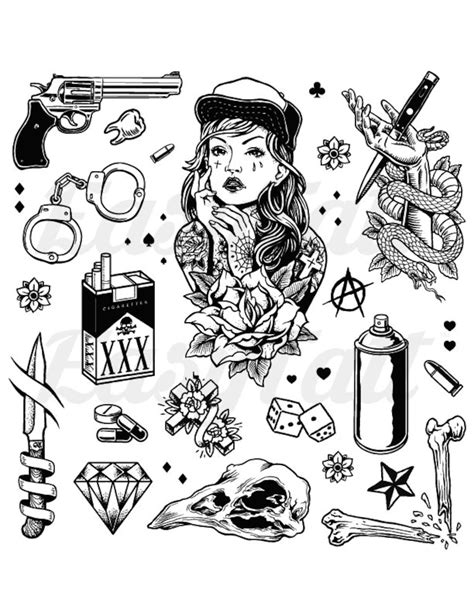 Gangster Temporary Tattoos Thug Temporary Tattoos Gang - Etsy